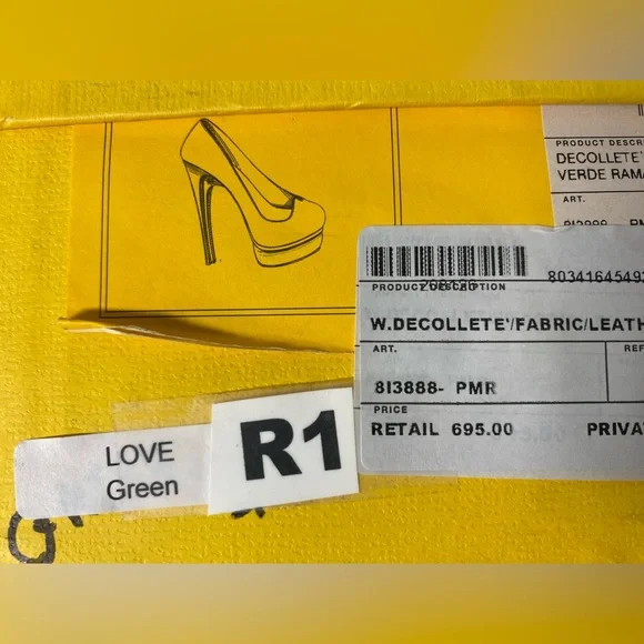 Fendi Hunter Green Satin Deep Platform Heels - Picture 7 of 11